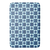 Blauw Sneeuwvlok Patroon Achtergrond Badmat (Voorkant Verticaal)
