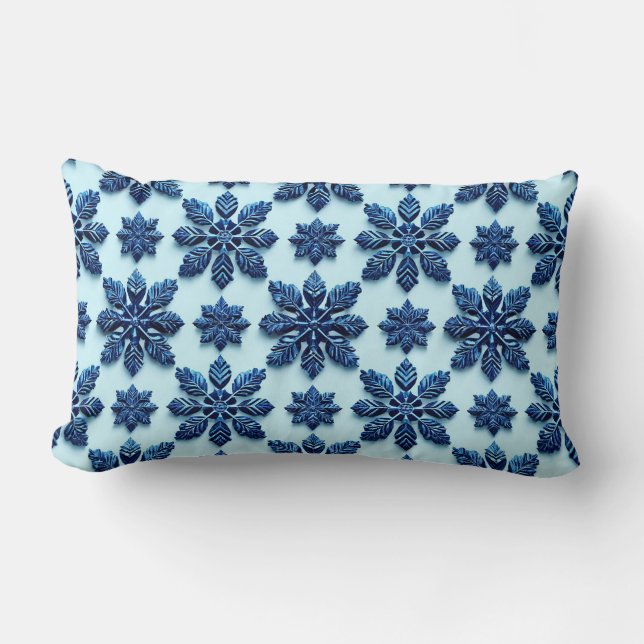 Blauw Sneeuwvlok Patroon Achtergrond Kussen (Voorkant)