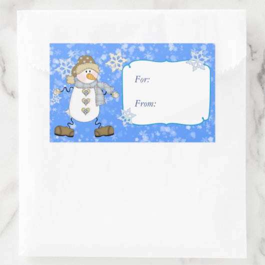 Blauw Sneeuwvlok Sneeuwman Kerstcadeau Label (Tas)