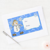 Blauw Sneeuwvlok Sneeuwman Kerstcadeau Label (Envelop)