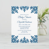 Blauw Sneeuwvlok Winter Baby shower Kaart (Staand voorkant)