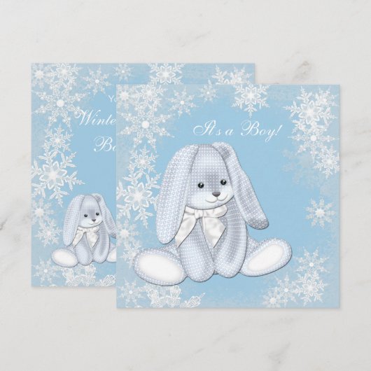 Blauw Sneeuwvlok Winter Wonderland Baby Shower Kaart (Voorkant / Achterkant)