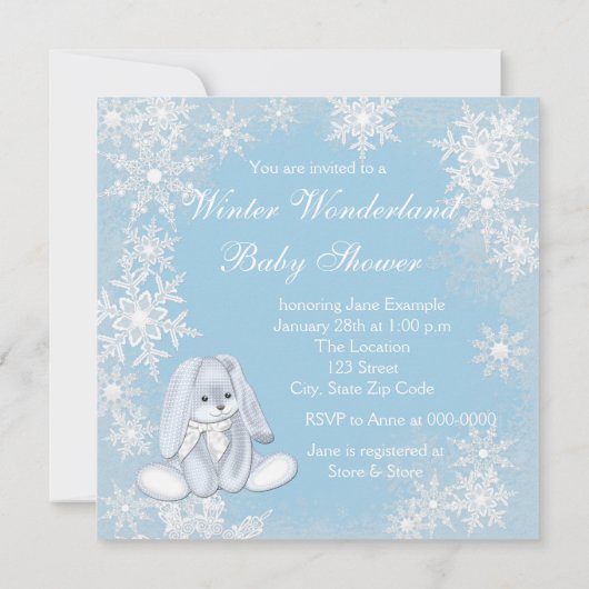 Blauw Sneeuwvlok Winter Wonderland Baby Shower Kaart (Achterkant)