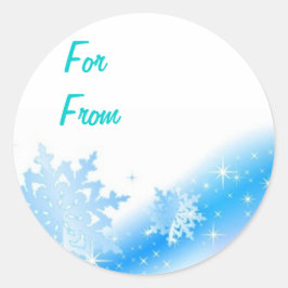 Blauw Sneeuwvlokken Kerstcadeau Naam Sticker