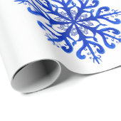 Blauw sneeuwvlokken Verpakkingspapier Cadeaupapier (Rol Hoek)