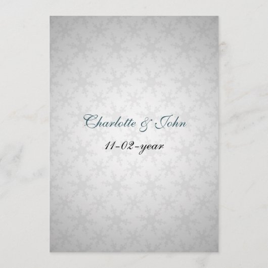 blauw sneeuwvlokken wintertrouwmenu menu (Achterkant)