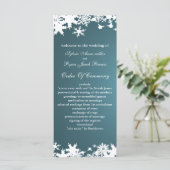 blauw sneeuwvlokken wintertrouwprogramma programmakaart (Staand voorkant)