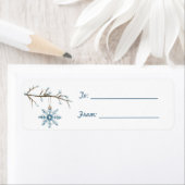 Blauw Sneeuwvlokker Boom Kerst Etiket (Insitu)