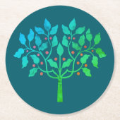 Blauw sneeuwvlokontwerp ronde kartonnen onderzetter (Voorkant)