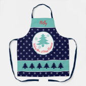 Blauw sneeuwvlokpatroon all-over print Schort (Voorkant)