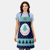 Blauw sneeuwvlokpatroon all-over print Schort (Gedragen)