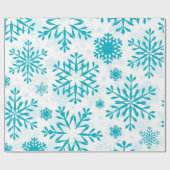 Blauw Sneeuwvlokpatroon Cadeaupapier (Vlak)