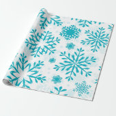 Blauw Sneeuwvlokpatroon Cadeaupapier (Uitgerold)