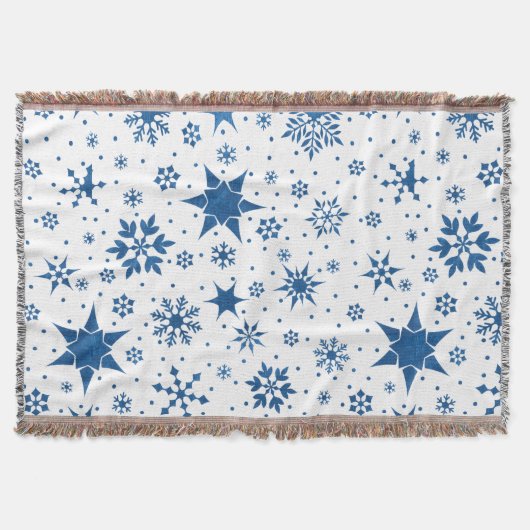 Blauw Sneeuwvlokpatroon Deken (Voorkant)