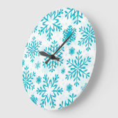 Blauw Sneeuwvlokpatroon Grote Klok (Hoek)