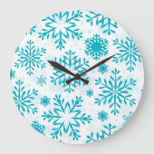 Blauw Sneeuwvlokpatroon Grote Klok (Voorkant)