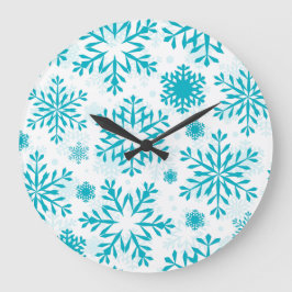 Blauw Sneeuwvlokpatroon Grote Klok