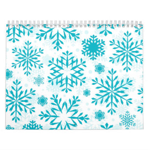 Blauw Sneeuwvlokpatroon Kalender