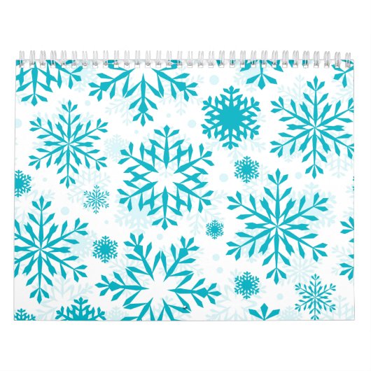 Blauw Sneeuwvlokpatroon Kalender (Hoes)