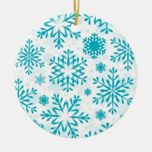 Blauw Sneeuwvlokpatroon Keramische Kerstbal Orname