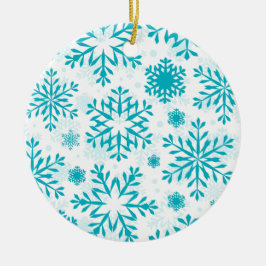Blauw Sneeuwvlokpatroon Keramische Kerstbal Orname Keramisch Ornament