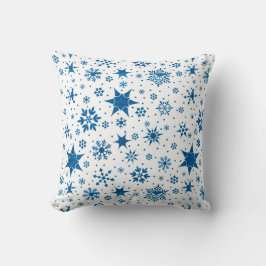Blauw Sneeuwvlokpatroon Kussen