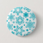 Blauw Sneeuwvlokpatroon Ronde Button 5,7 Cm (Voorkant)