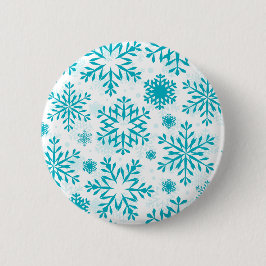 Blauw Sneeuwvlokpatroon Ronde Button 5,7 Cm