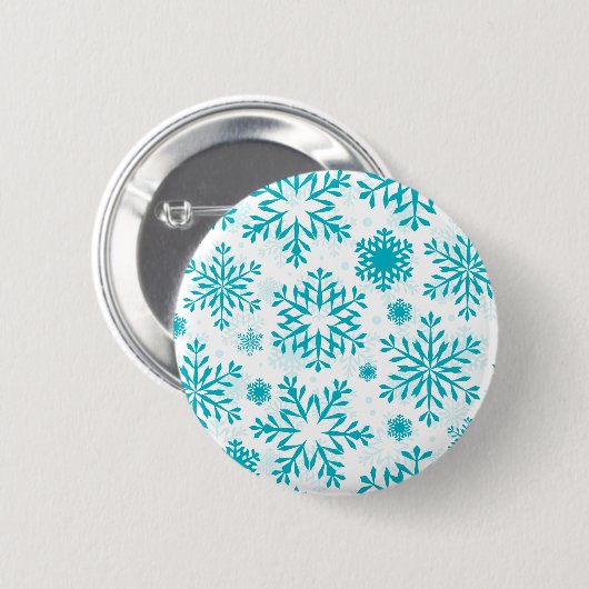 Blauw Sneeuwvlokpatroon Ronde Button 5,7 Cm (Voorkant /achterkant)