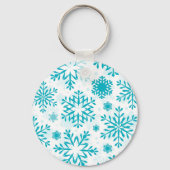 Blauw Sneeuwvlokpatroon Sleutelhanger (Voorkant)