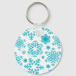 Blauw Sneeuwvlokpatroon Sleutelhanger