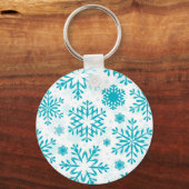 Blauw Sneeuwvlokpatroon Sleutelhanger (Voorkant)