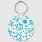 Blauw Sneeuwvlokpatroon Sleutelhanger (Achterkant)