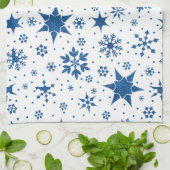 Blauw Sneeuwvlokpatroon Theedoek (Gevouwen)