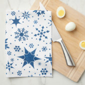 Blauw Sneeuwvlokpatroon Theedoek (Quarter Fold)