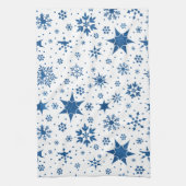 Blauw Sneeuwvlokpatroon Theedoek (Verticaal)