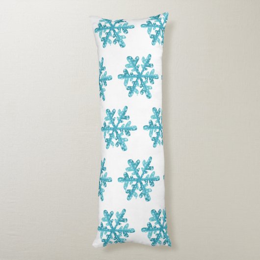 Blauw sneeuwvlokpatroon Winter Kerst Modern Lichaamskussen (Achterkant (Verticaal))