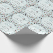 Blauw Snoep thema eerste 1e verjaardag Cadeaupapier (Hoek)