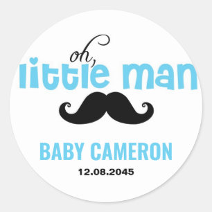 Blauw Snorretje Baby Shower Sticker