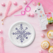 Blauw Snowflake Bord "Laat het sneeuwen" (Feest)