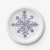Blauw Snowflake Bord "Laat het sneeuwen" (Voorkant)