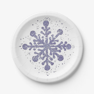 Blauw Snowflake Bord "Laat het sneeuwen"