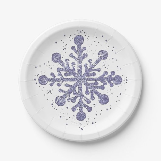 Blauw Snowflake Bord "Laat het sneeuwen" (Voorkant)