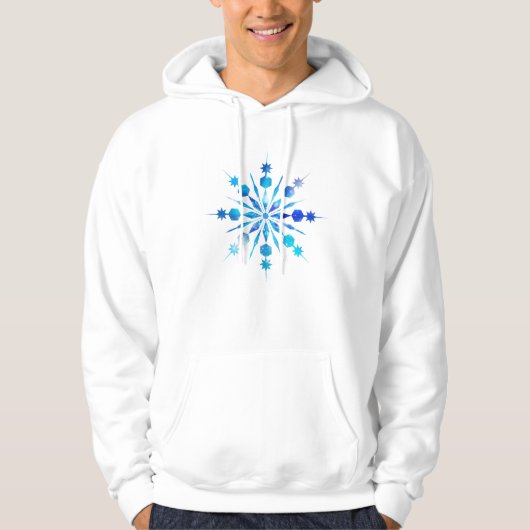 Blauw Snowflake-ontwerp Hoodie (Voorkant)