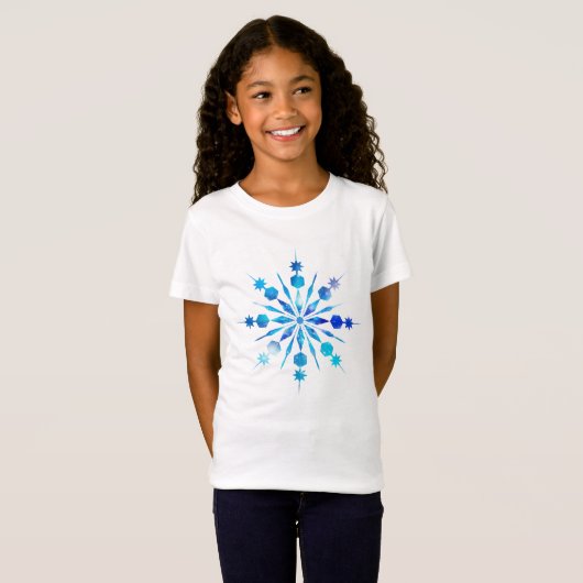 Blauw Snowflake-ontwerp T-shirt (Voorkant volledig)
