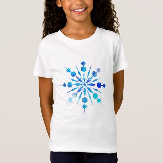 Blauw Snowflake-ontwerp T-shirt (Voorkant)