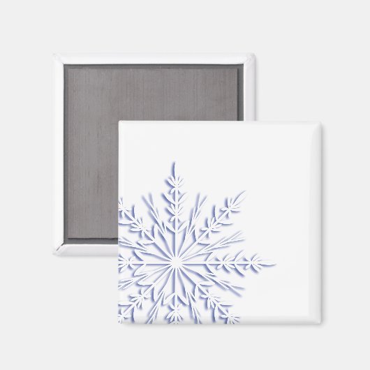 Blauw Snowflake op wit Magneet (Voorkant / Achterkant)