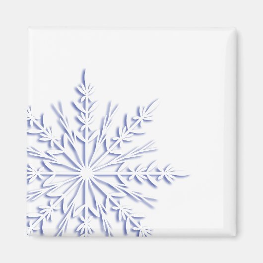 Blauw Snowflake op wit Magneet (Voorkant)
