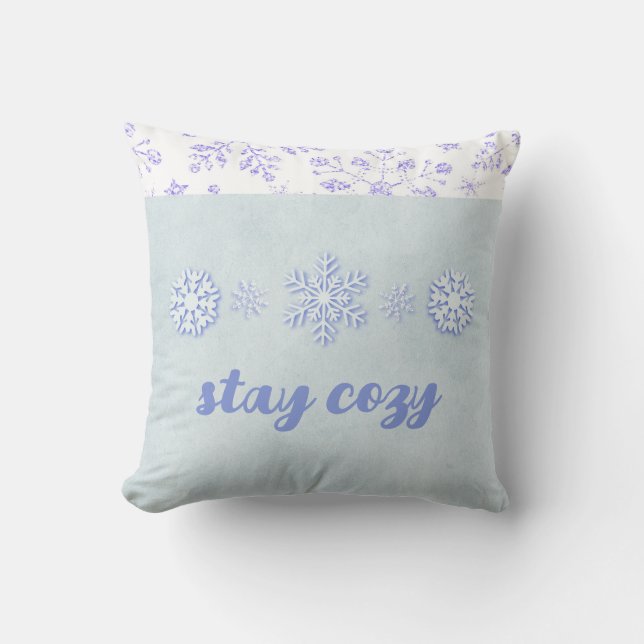  blauw Snowflake Pillow Kussen (Voorkant)