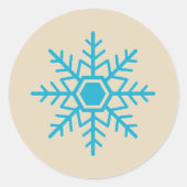 Blauw Snowflake Scandinavisch kerstontwerp Ronde Sticker (Voorkant)